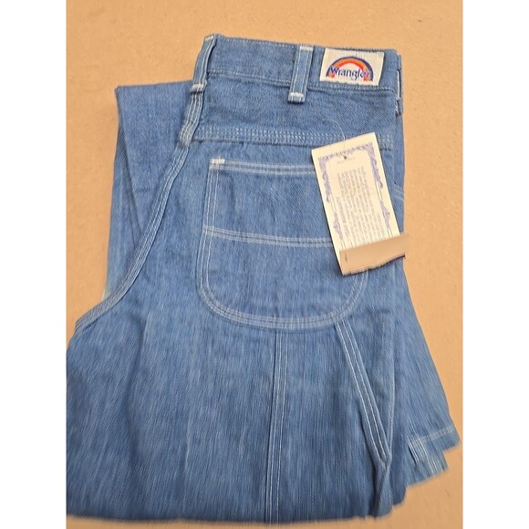 Vintage Wrangler Jeans Boys 27x34 Blue Denim Carpenter Prewashed USA Student 70s - Picture 1 of 10